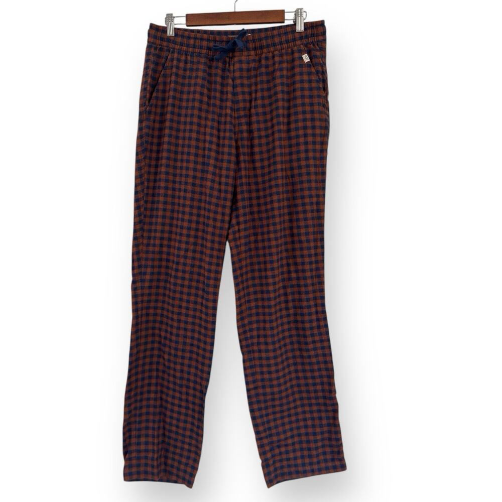 UGG Men's Large Plaid Flannel Pajama Pants Brown Blue Drawstring Sleepwear